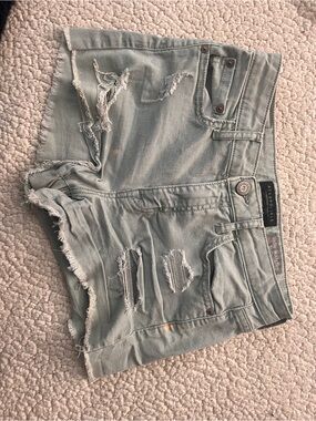 Aeropostale Mint Green Distressed Denim Shorts